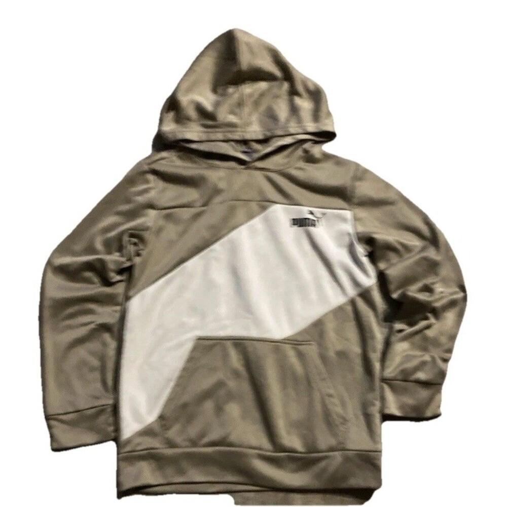 Puma Tan / Cream Color block Pullover Hoodie Boys M (10-12) EUC